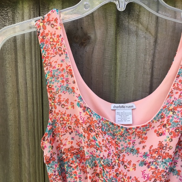 Peachy Floral Asymmetrical Dress - Picture 2 of 5